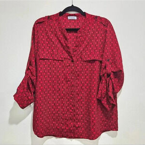 Calvin Klein Roll Tab Sleeve Blouse